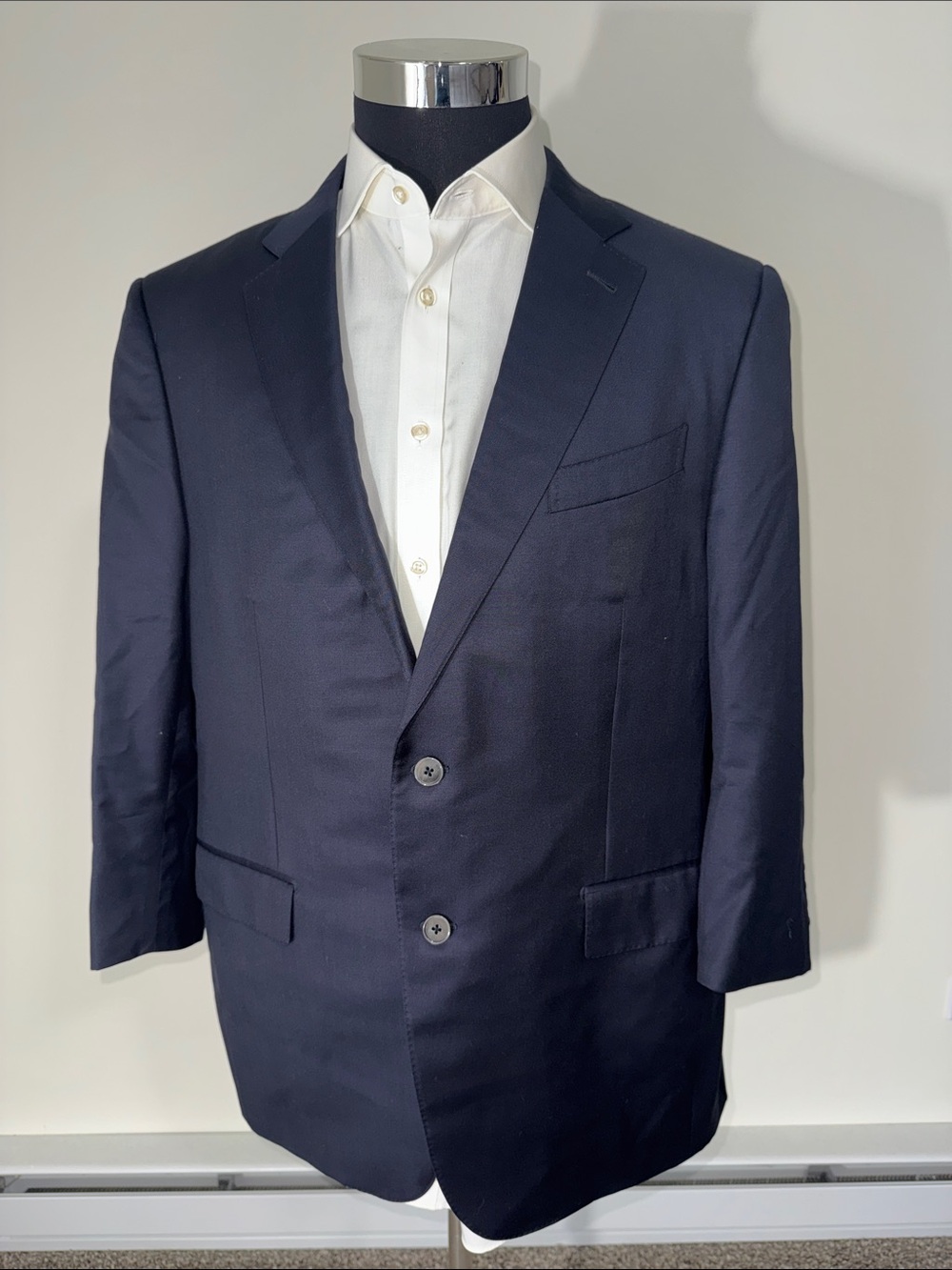 Ermenegildo Zegna mens 46S navy blue solid Micronsphere 2-button wool jacket EUC
